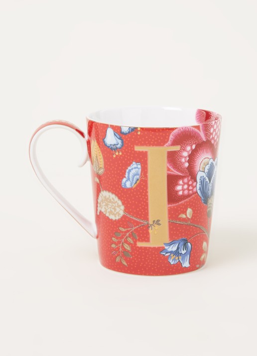 Pip Studio Letter I Blushing Birds mok 35 cl - voorkant 4 steenrood