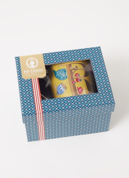 Pip Studio Letter J Floral Fantasy mok 35 cl - detail 2 donkerblauw