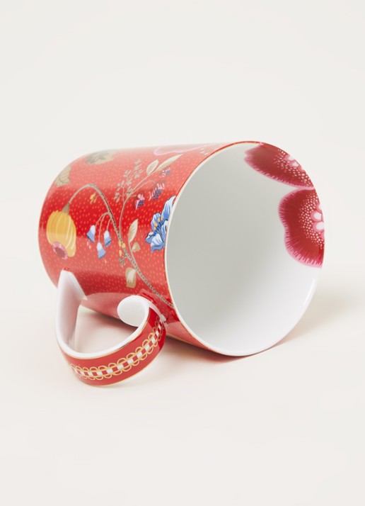 Pip Studio Letter O Blushing Birds mok 35 cl - detail steenrood