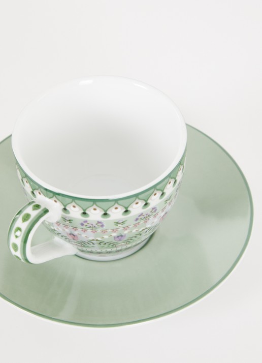 Pip Studio Lily & Lotus espressokopje kopje en schotel 12 cl - voorkant 2 lichtgroen