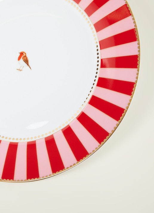 Pip Studio Love Birds dinerbord 27 cm - detail steenrood