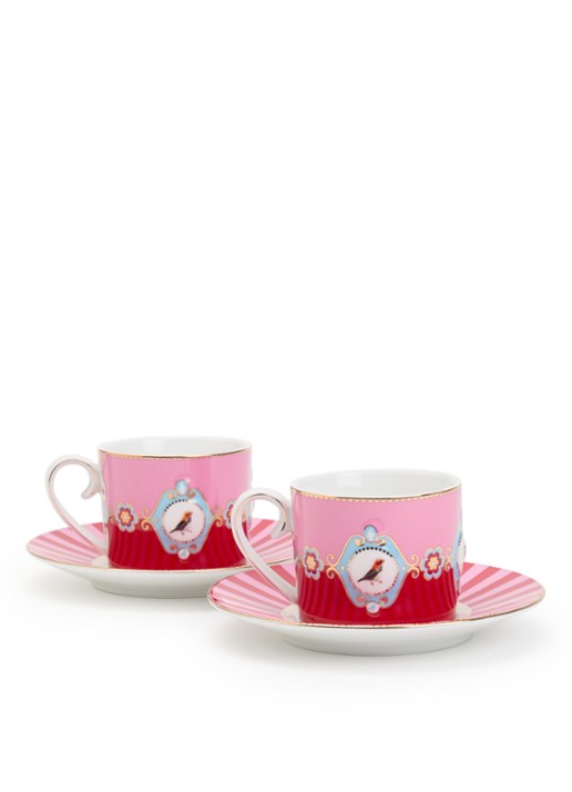 Pip Studio Love Birds espressokopje en schotel 25 cl set van 2