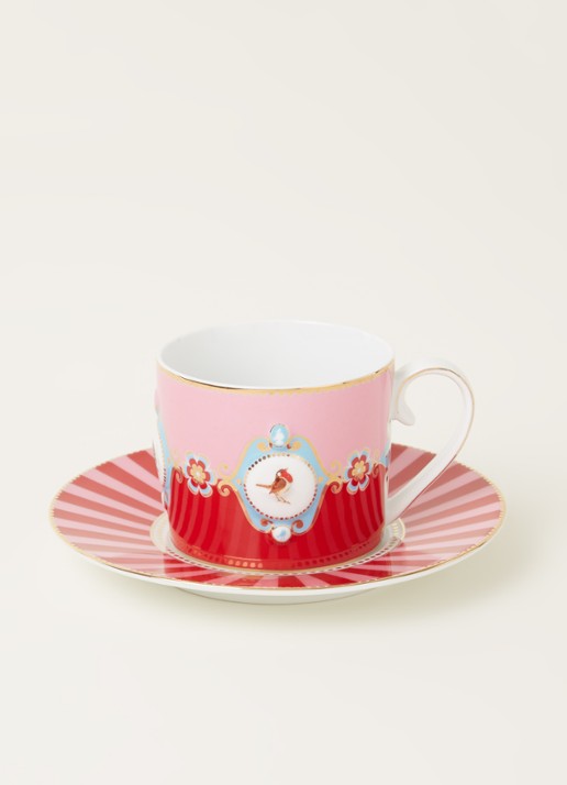 Pip Studio Love Birds Medallion kop & schotel 200 ml - voorkant 2 steenrood