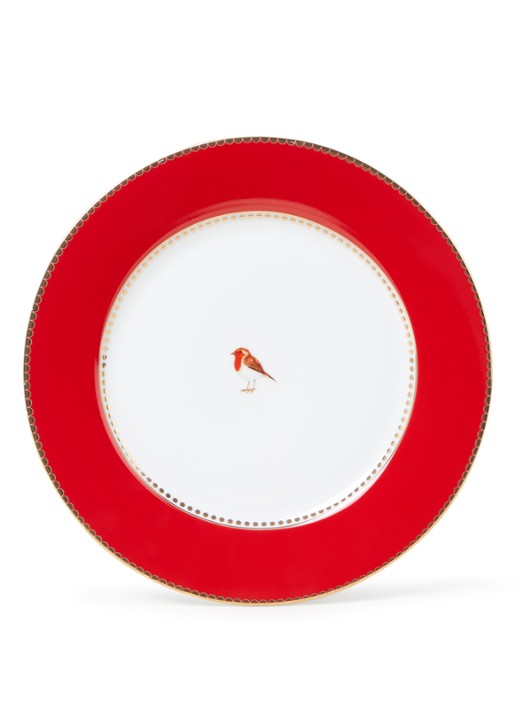 Pip Studio Love Birds ontbijtbord 21 cm - voorkant steenrood