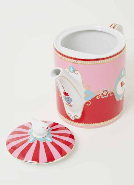 Pip Studio Love Birds theepot 1,3 liter - detail roze