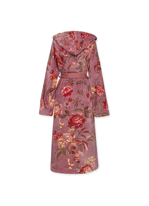 Pip Studio Mauve badjas van fluweel met bloemenprint - achterkant 5 paars