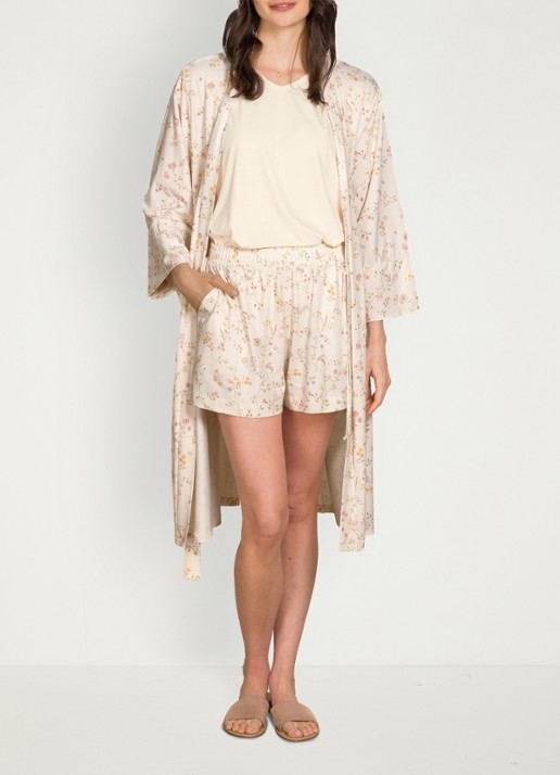 Pip Studio Naomi kimono met bloemenprint - voorkant 3 gebroken wit
