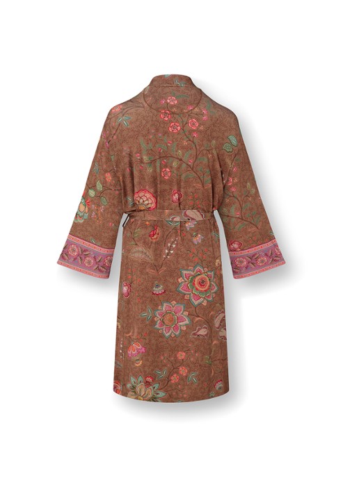 Pip Studio Naomi Mumbai Morning kimono met bloemenprint - achterkant 5 bruin