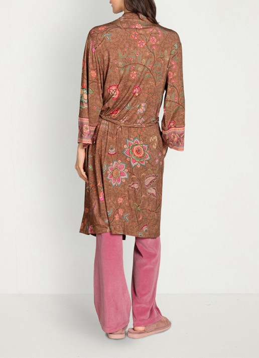 Pip Studio Naomi Mumbai Morning kimono met bloemenprint - detail 4 bruin
