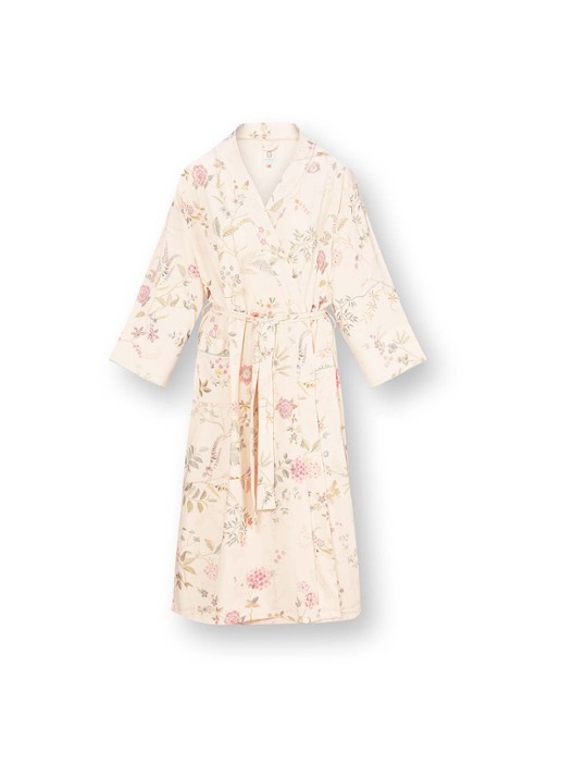 Pip Studio Noa Bodhi Flower kimono met bloemenprint - voorkant 3 gebroken wit