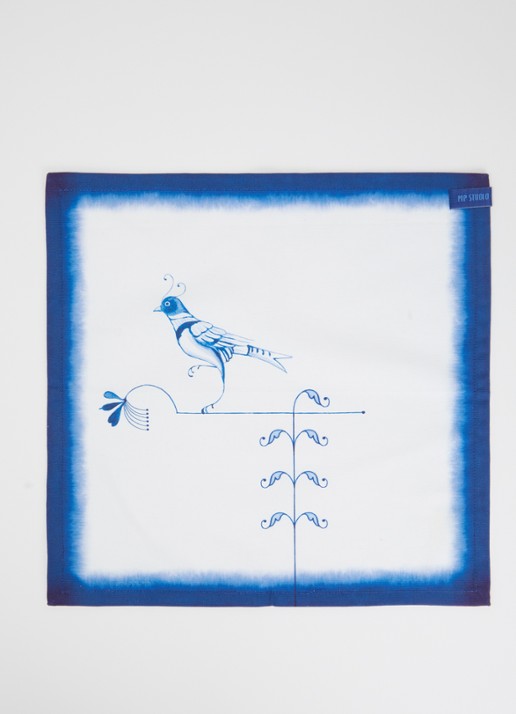 Pip Studio Pip & The Blue Bird servetten 40 x 40 cm set van 2 - voorkant 2 donkerblauw