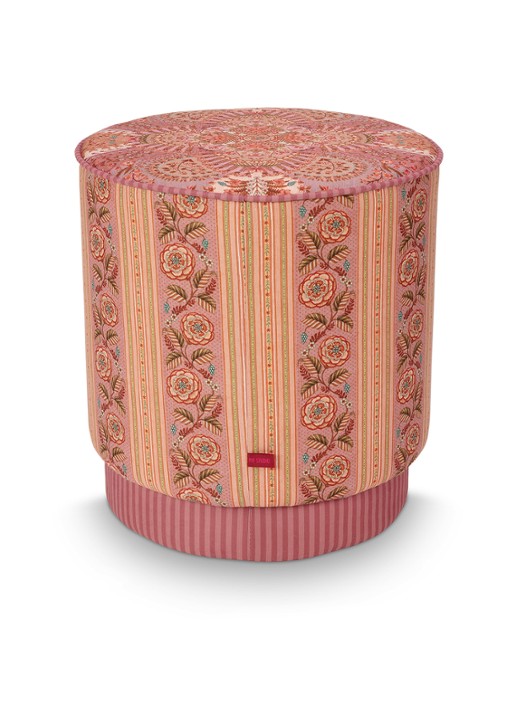 Pip Studio Rosa Rani poef 40 x 45 cm - achterkant roze