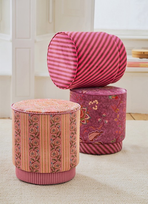 Pip Studio Rosa Rani poef 40 x 45 cm - detail 5 roze