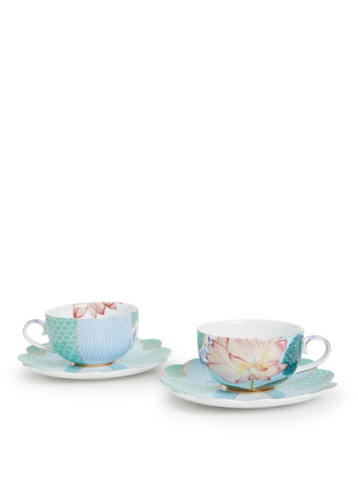 Pip Studio Royal Flowers kop en schotel 25 cl set van 4