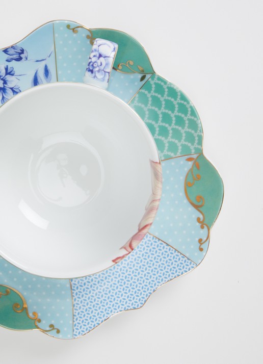 Pip Studio Royal Flowers kop en schotel 25 cl set van 4 - voorkant 2 blauw