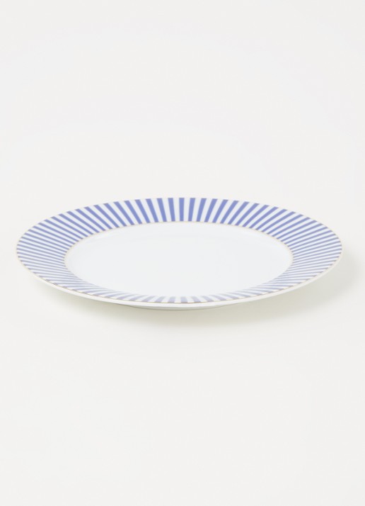 Pip Studio Royal Stripes ontbijtbord 21 cm - voorkant 3 royalblauw