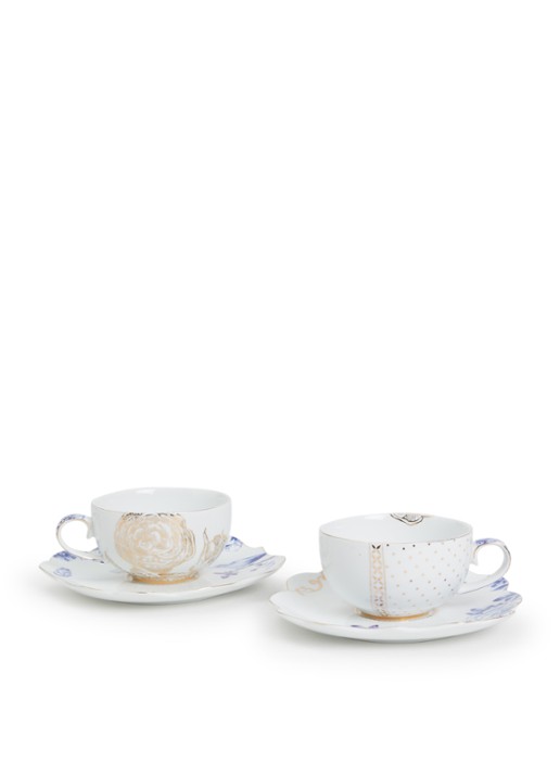 Pip Studio Royal White kop en schotel 25 cl set van 4