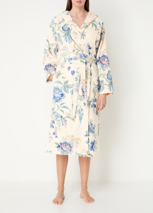 Pip Studio Secret Garden badjas met bloemenprint - detail ivoor