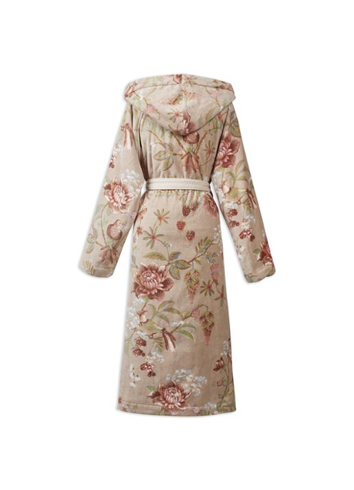 Pip Studio Secret Garden badjas met bloemenprint - voorkant 2 khaki