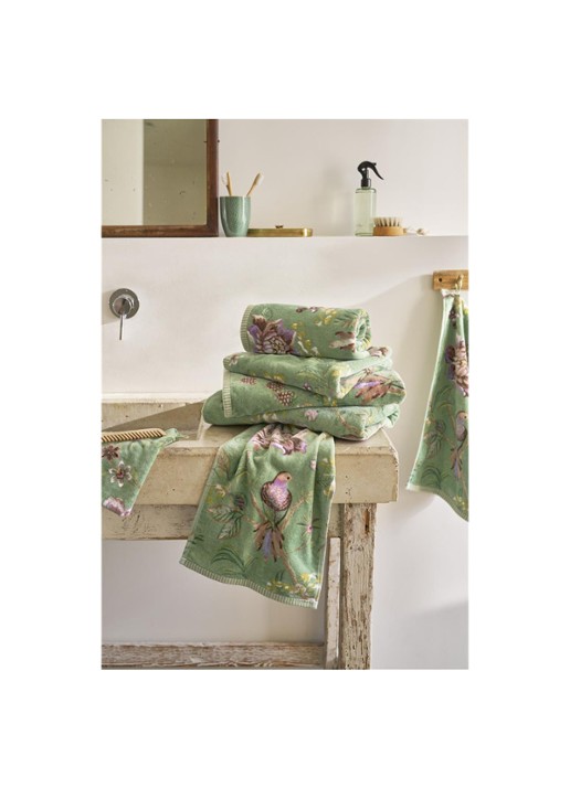 Pip Studio  Secret Garden handdoek van terry katoen - 400 gr/m2 - 55 x 100 cm - detail 3 groen