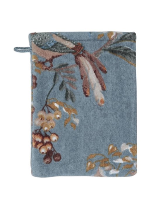Pip Studio Secret Garden washand van terry katoen - 400 gr/m2 -16 x 22 cm - voorkant 2 blauw