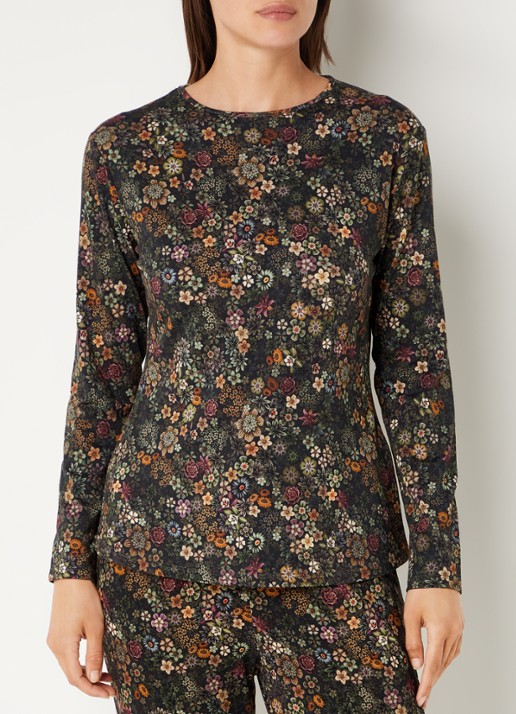 Pip Studio Tom pyjamatop met bloemenprint - detail 4 groen