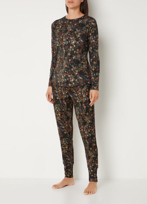 Pip Studio Tom pyjamatop met bloemenprint - voorkant 3 groen