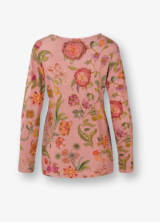 Pip Studio Trice pyjamatop met bloemenprint - detail 4 roze