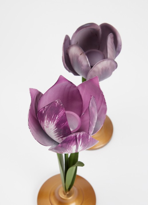 Pip Studio Tulip kandelaar 26 cm set van 2 - voorkant 2 paars