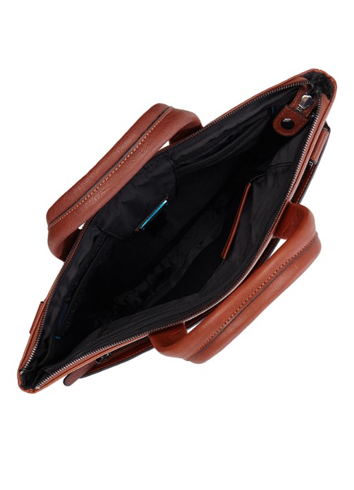 Piquadro Laptoptas met 15 inch laptopvak - detail 2 cognac