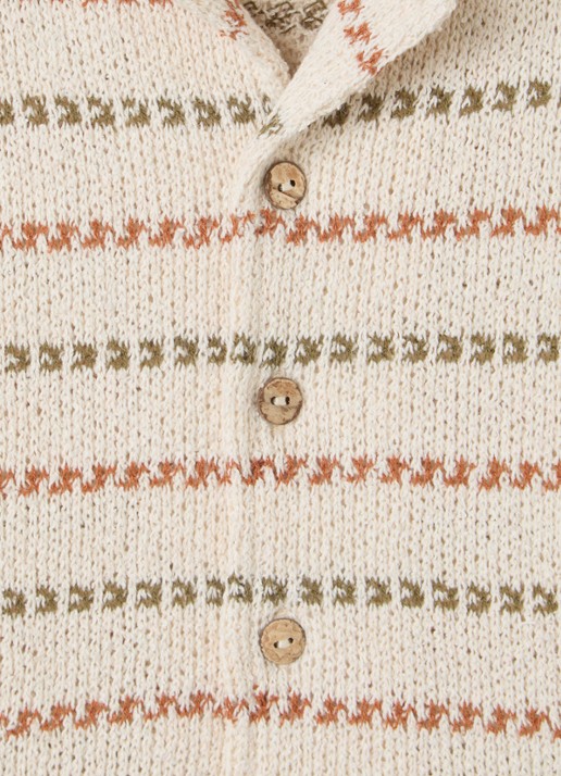 Play Up Grofgebreid overhemd met ingebreid patroon - detail beige