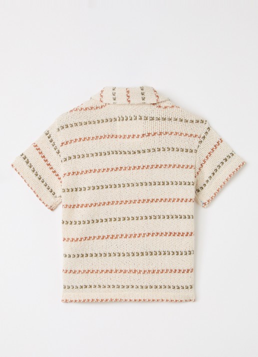 Play Up Grofgebreid overhemd met ingebreid patroon - voorkant 3 beige