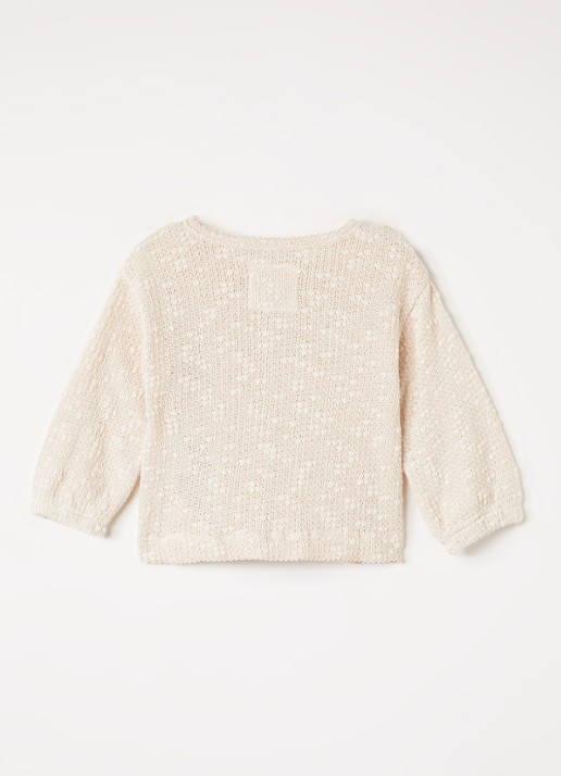 Play Up Grofgebreid vest met ronde hals - achterkant beige