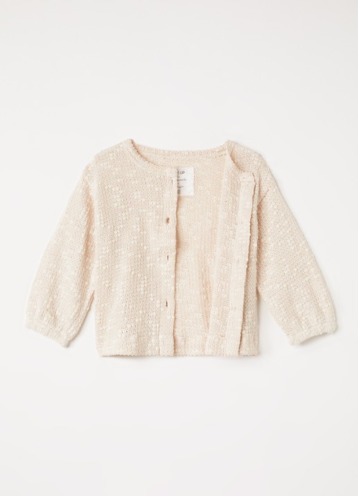 Play Up Grofgebreid vest met ronde hals - voorkant 3 beige