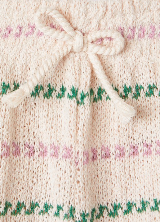 Play Up Grofgebreide straight fit korte broek met streepprint - detail 3 roze