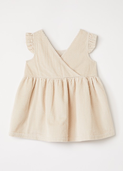 Play Up Jurk van corduroy met volant - voorkant 3 creme