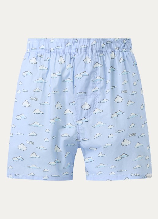 Pockies Blue Clouds boxershort met steekzakken - voorkant blauw