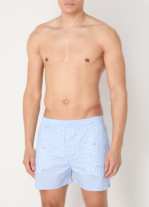 Pockies Blue Clouds boxershort met steekzakken - voorkant 2 blauw