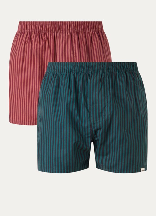 Pockies Boxershort met streepprint in 2-pack
