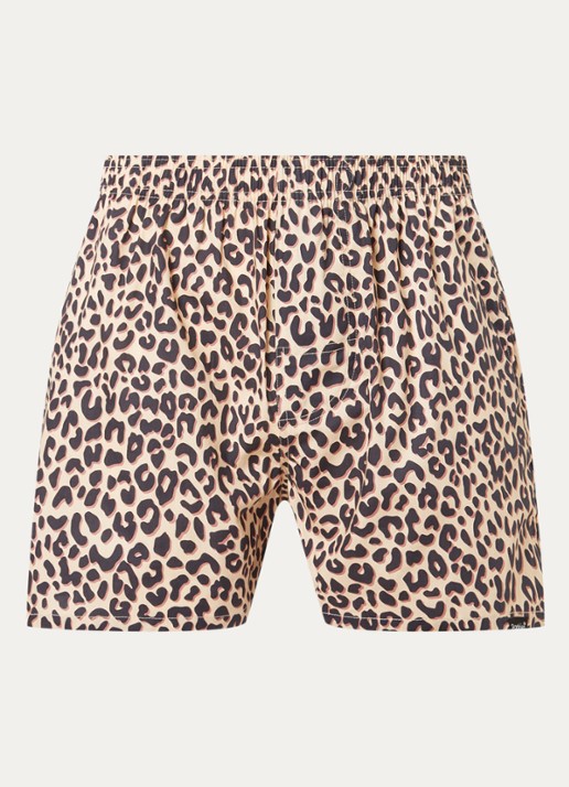 Pockies Boxershort van  katoen met panterprint - voorkant 2 bruin