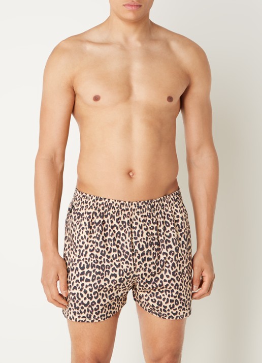 Pockies Boxershort van  katoen met panterprint - voorkant 3 bruin