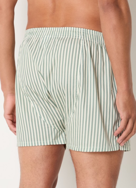 Pockies Boxershort van  katoen met streepprint - achterkant olijfgroen