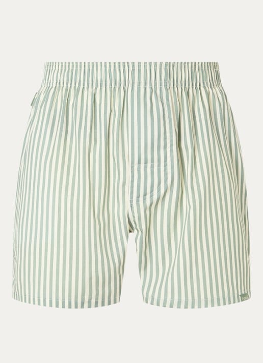 Pockies Boxershort van  katoen met streepprint - voorkant 3 olijfgroen