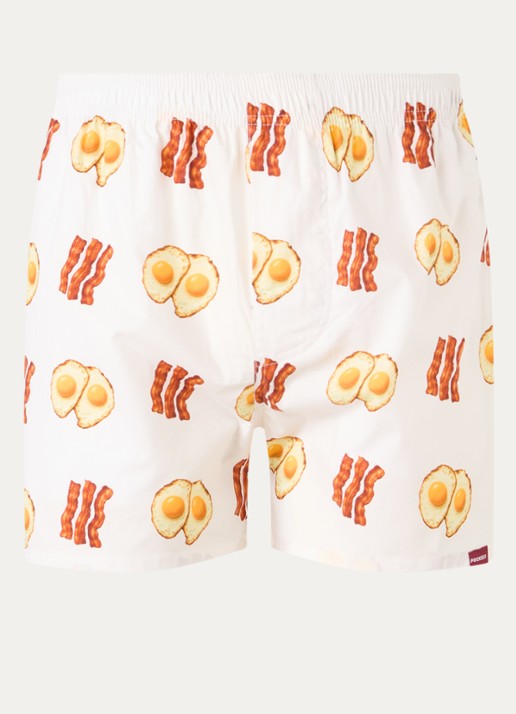 Pockies Breakfast boxershort met print - voorkant wit