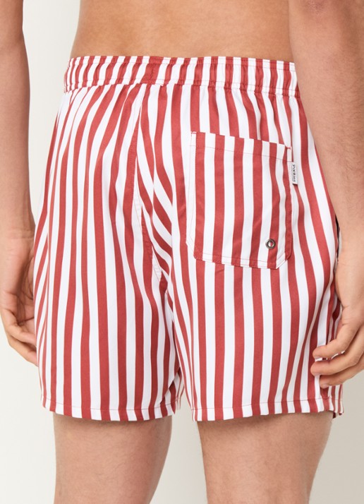 Pockies Brick zwemshorts met streepprint en ritszakken - achterkant rood