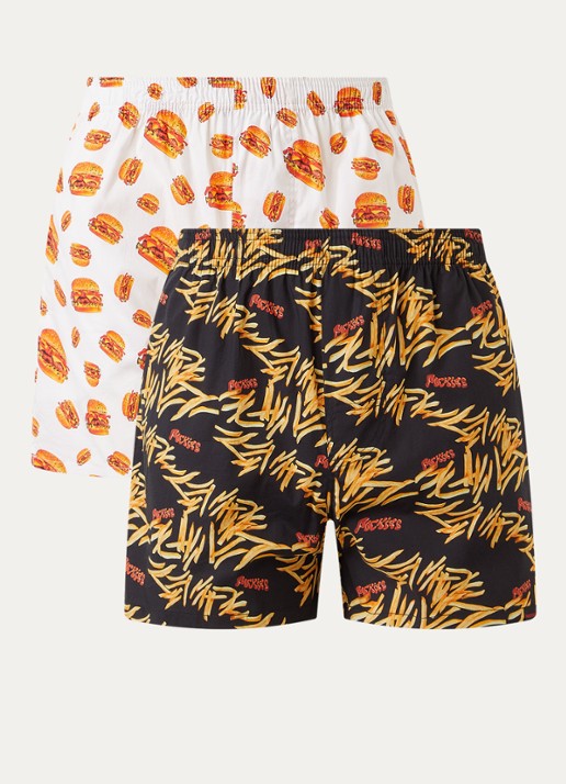 Pockies Burgers and Fries boxershort met steekzakken in 2-pack - voorkant 2 multicolor