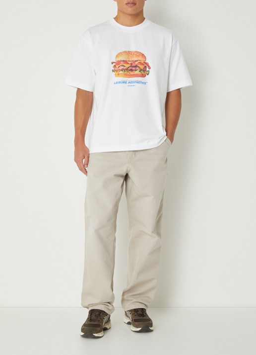 Pockies L.A. Burger T-shirt met logoprint - voorkant 4 wit