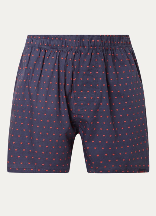 Pockies Love boxershort van  katoen met print - voorkant 2 donkerblauw