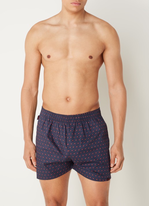 Pockies Love boxershort van  katoen met print - voorkant 3 donkerblauw