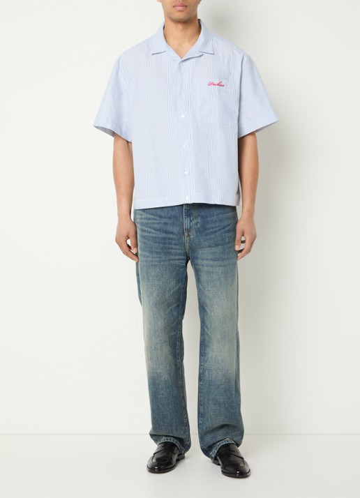 Pockies Regular fit overhemd met logo - voorkant 2 lichtblauw